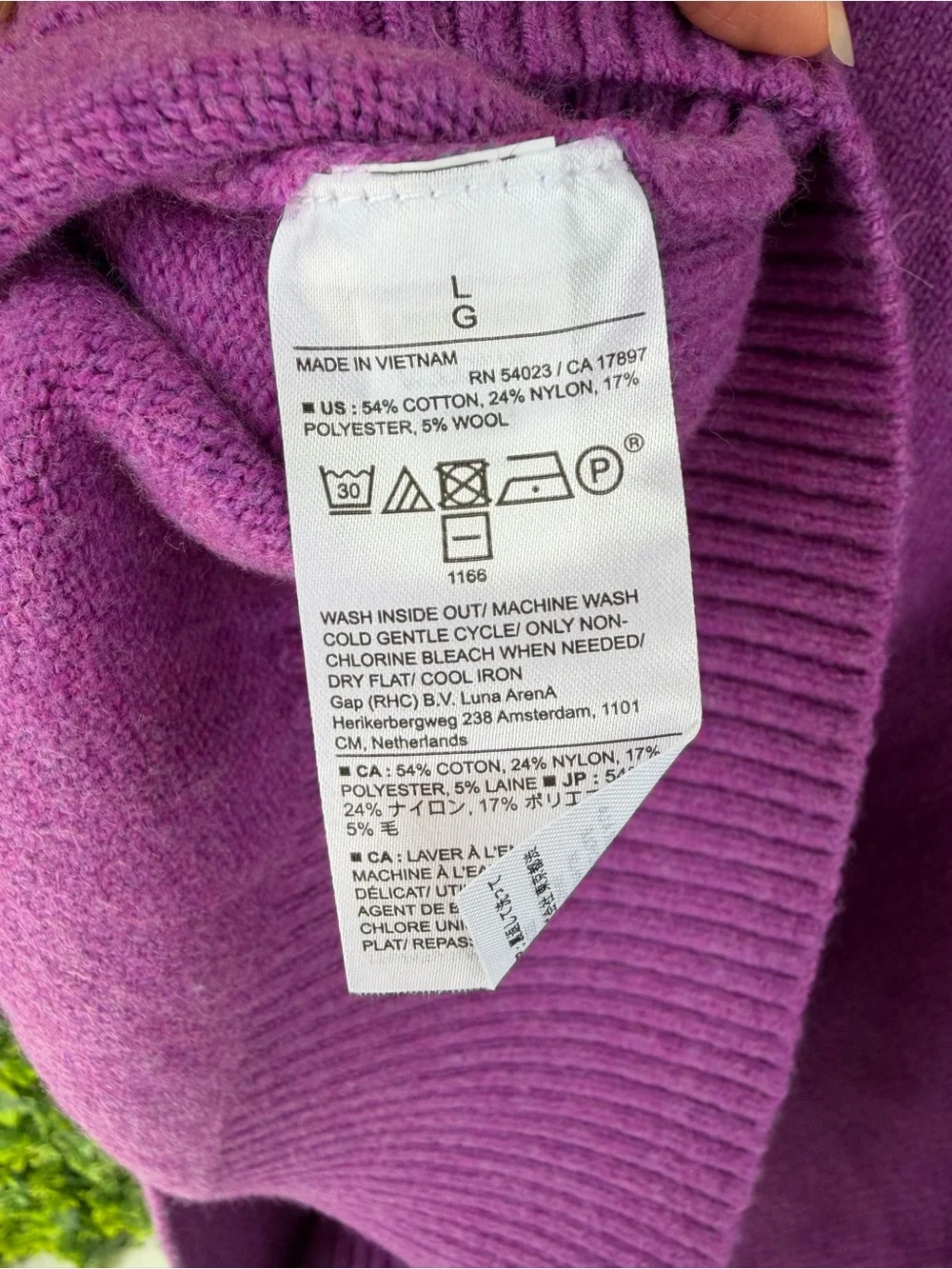 Banana Republic Purple Cotton Wool Blend Crewneck Sweater Size L